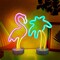 Summer 2-Pack Neon Signs – Pink Flamingo & Neon Palm Tree LED Lights, USB or Battery Powered, Energy Efficient Decor for Bedroom, Party, Office, and Dining Tables